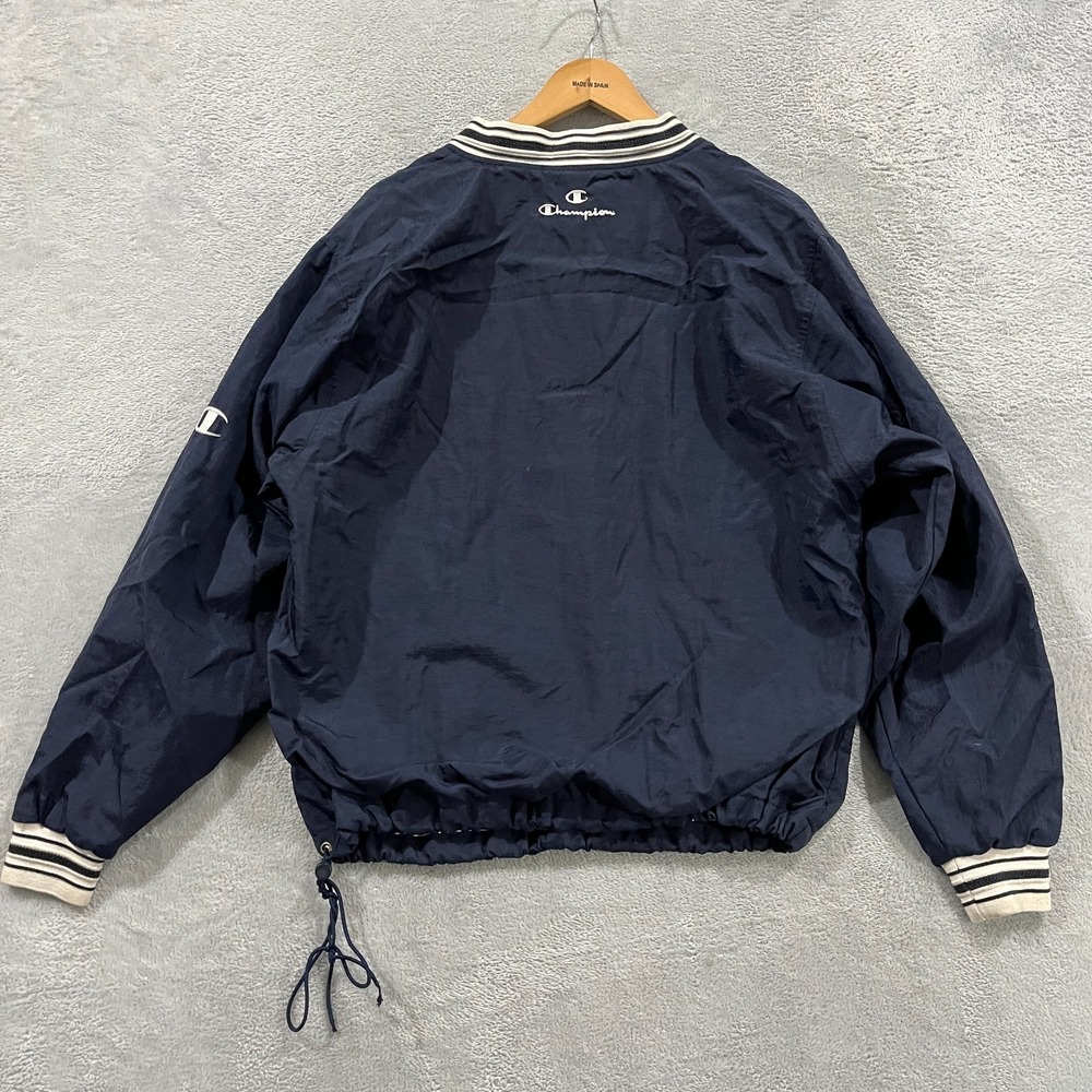 Vintage Champion Windbreaker Men Small 90S Pullover Jacket Embroidered Navy Blue - Picture 2 of 16